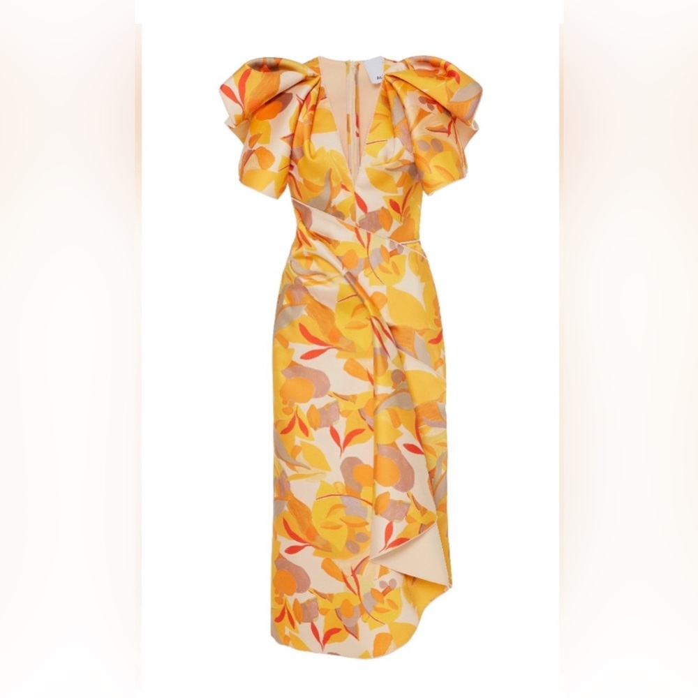 Acler Yellow and Orange Floral Midi Dress